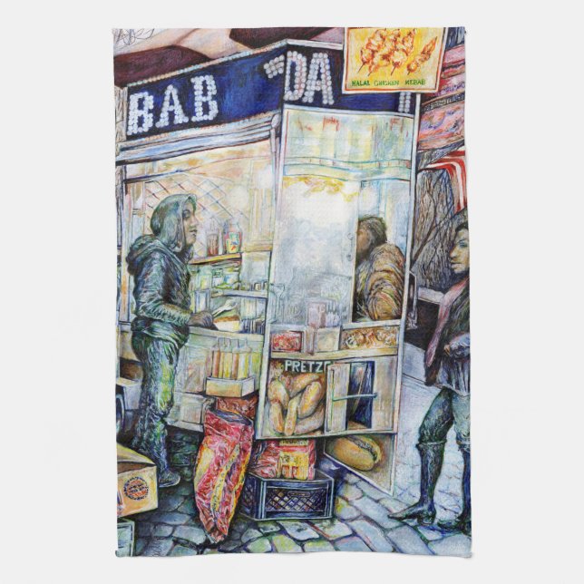 in Liebe mit Schwierigkeiten und in Schwierigkeite Geschirrtuch (Vertikal)