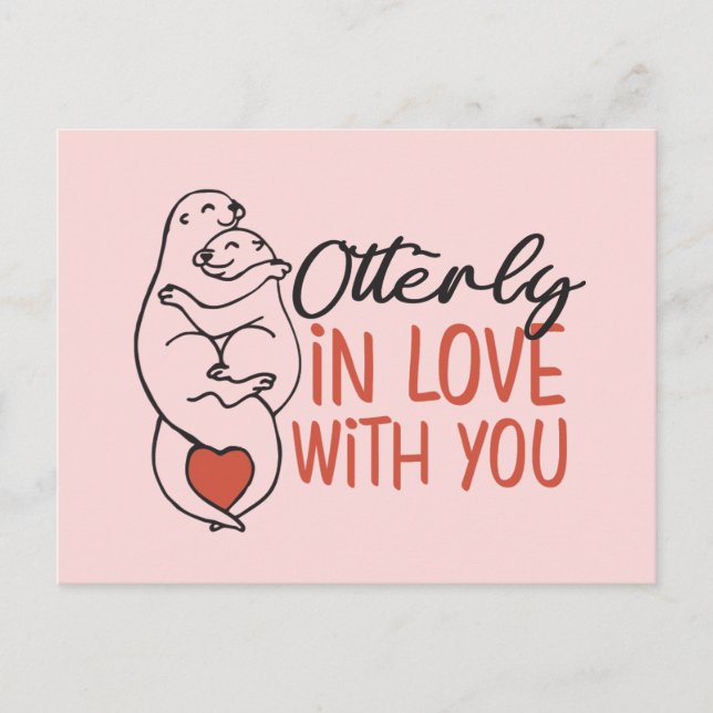 In Liebe Otter Pun Funny Valentine's Day Postkarte (Vorderseite)