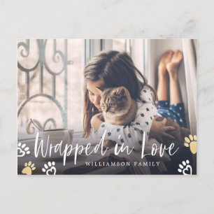 in Liebe ummantelt   Pet Paw Print Animal Foto Feiertagspostkarte