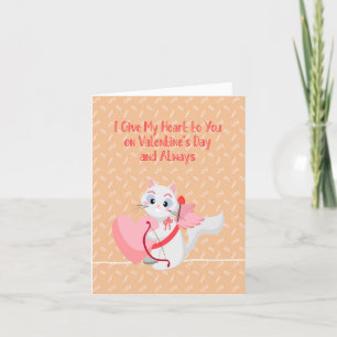 In Liebe Valentinstag mit weißer Katze Feiertagskarte