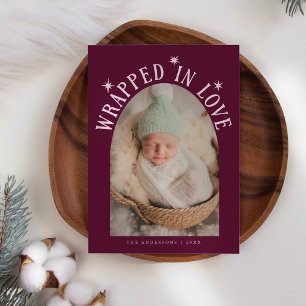 In Liebe verkleidet Cranberry Foto Birth Ankündigung