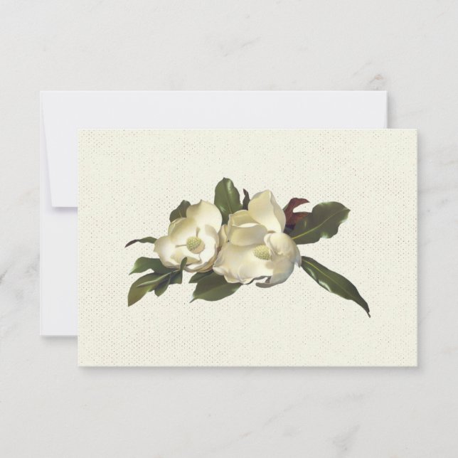 In Liebe - Vintage Magnolia-Blume Hochzeit RSVP (Vorderseite)