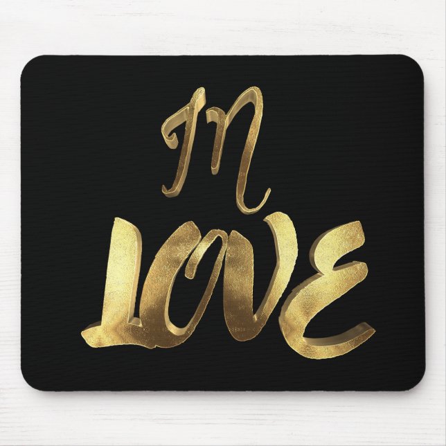 In Liebe Zitat Black Gold Typografie Romantik Mousepad (Vorne)
