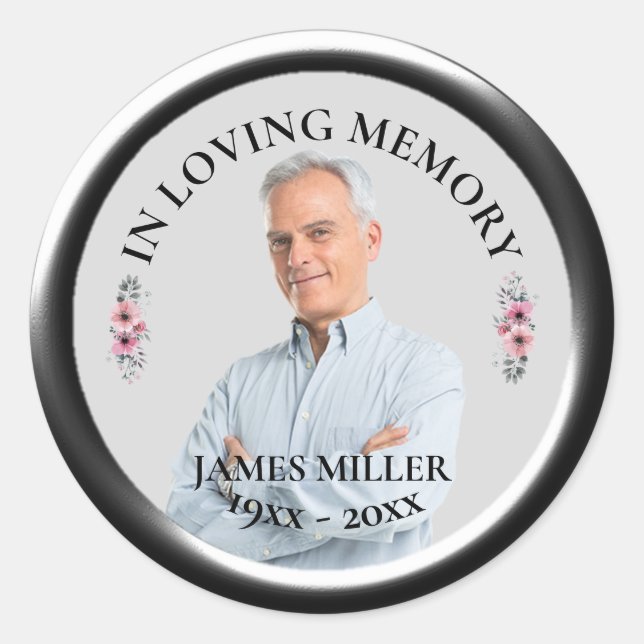 IN LIEBENDEM SPEICHER. Foto-Aufkleber personalisie Runder Aufkleber (Vorderseite)