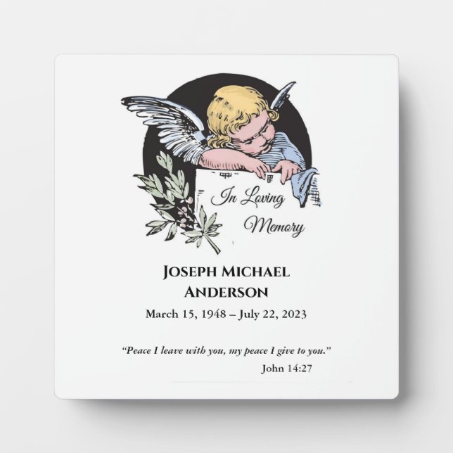 In Liebender Erinnerung Engel – Benutzerdefinierte Fotoplatte (Vorderseite)