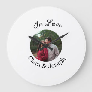 In Liebespaar kreisförmiges Foto Name Hochzeit rom Große Wanduhr