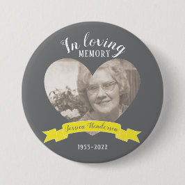 In liebevollem Erinnerung Foto Herz gelb Band Button