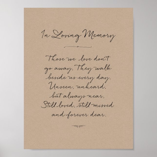 In liebevollen Gedächtnisdenkmal, Beerdigung, rust Poster (Vorne)