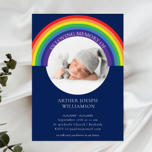 in liebevoller Erinnerung blauer Regenbogen Baby B Einladung