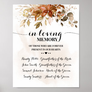 In liebevoller Erinnerung Gedenken Herbst Hochzeit Poster