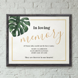 In liebevoller Erinnerung Monstera Leaf Hochzeitsz Poster