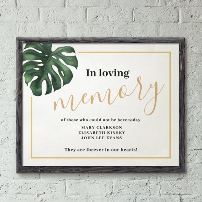In liebevoller Erinnerung Monstera Leaf Hochzeitsz Poster (Von Creator hochgeladen)