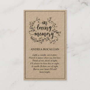 In liebevoller Erinnerung, rustikal-braune Kraft-K Visitenkarte