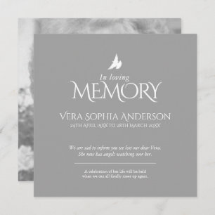 In liebevoller Erinnerung taube Foto Todesankündig Einladung