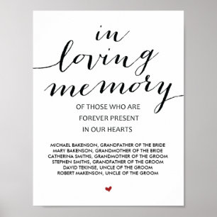 In liebevoller Erinnerung Tischschild für Hochzeit Poster