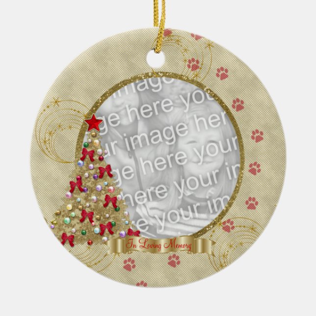 In liebevoller Gedächtnis-WeihnachtenPawprint Keramikornament (Vorne)