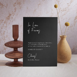 In Lieu favors Öko Friendly Custom Wedding Sign Poster