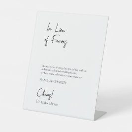 In Lieu favors Öko Friendly Wohltätigkeit Wedding  Sockelschild