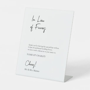 In Lieu favors Öko Friendly Wohltätigkeit Wedding  Sockelschild