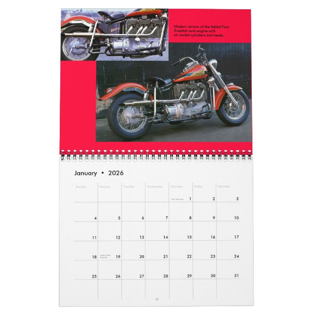 In Line Motorrad-Motors Kalender (Jan 2026)
