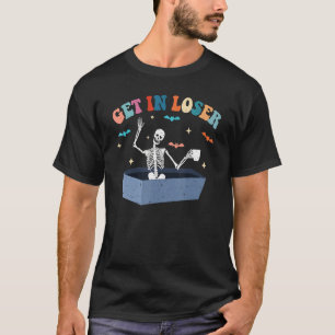 In lockerer Skeletter in Coffin Halloween T-Shirt