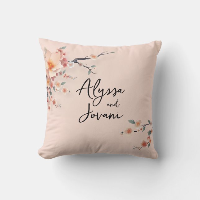 In Love Blossoming Under the Cherry Trees Kissen (Vorderseite)