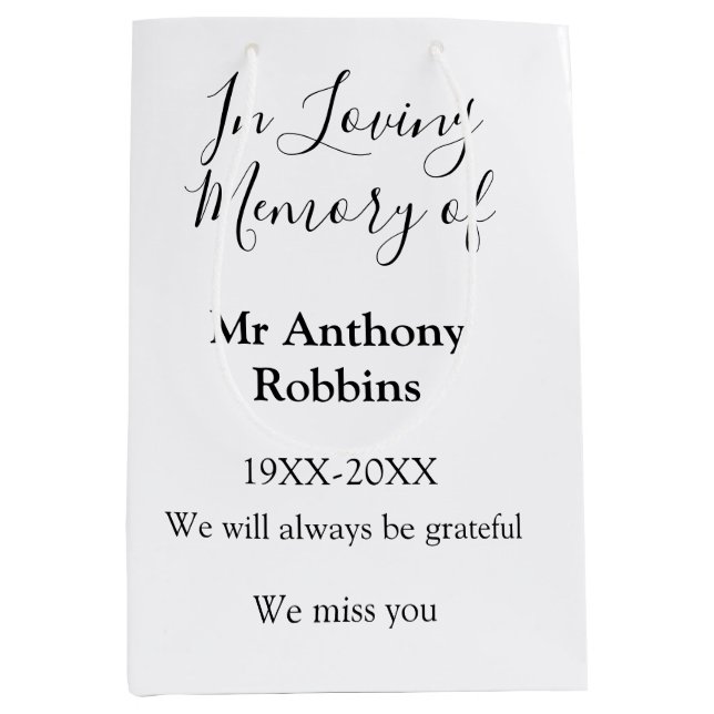 In Love Erinnerung an Namensbeerdigung Erinnerung  Mittlere Geschenktüte (Vorderseite)