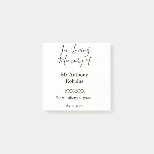 In Love Erinnerung an Namensbeerdigung Erinnerung  Post-it Klebezettel (Vorderseite)