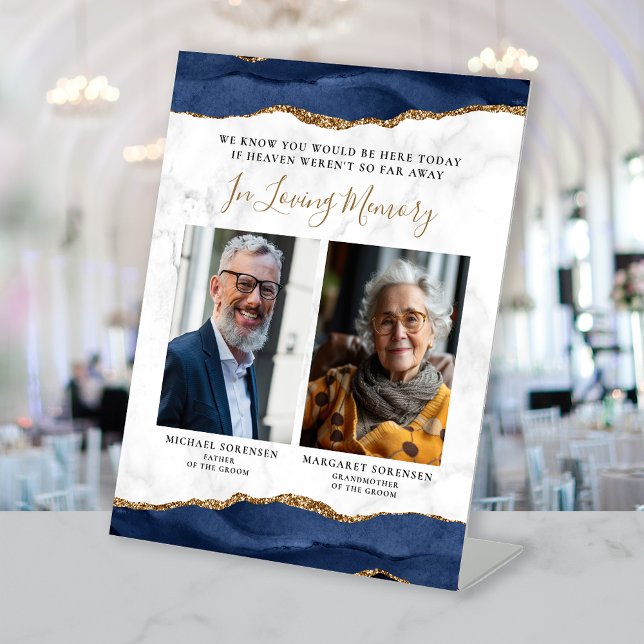 In Love Memory 2 Foto Blue Agate Marmor Hochzeit Sockelschild (Von Creator hochgeladen)