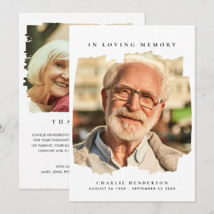 In Love Memory 2-Foto Moderne Beerdigung Dankeskarte