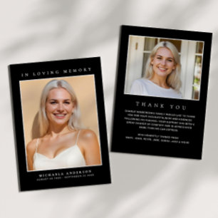 In Love Memory 2-Foto Simple Modern Memorial Dankeskarte