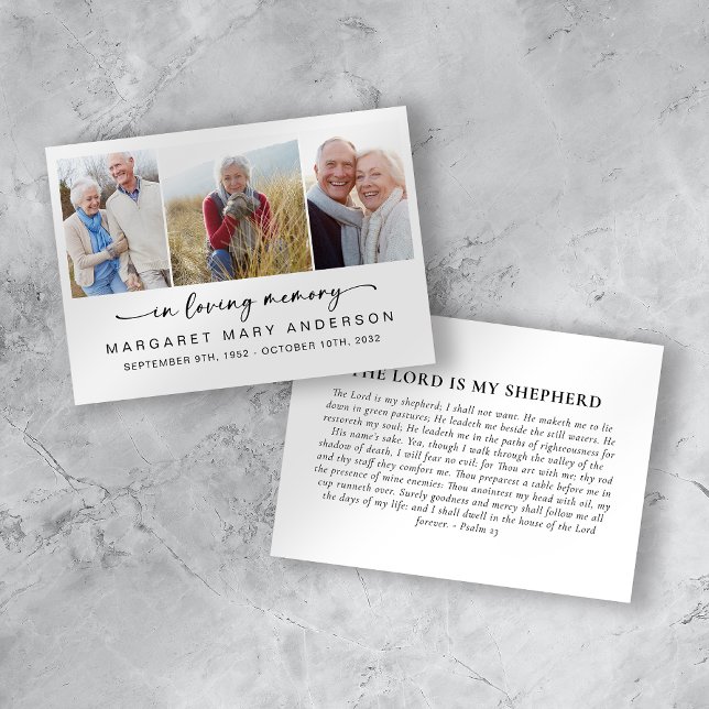 In Love Memory 3 Fotos Beerdigungskarte Visitenkarte (Von Creator hochgeladen)