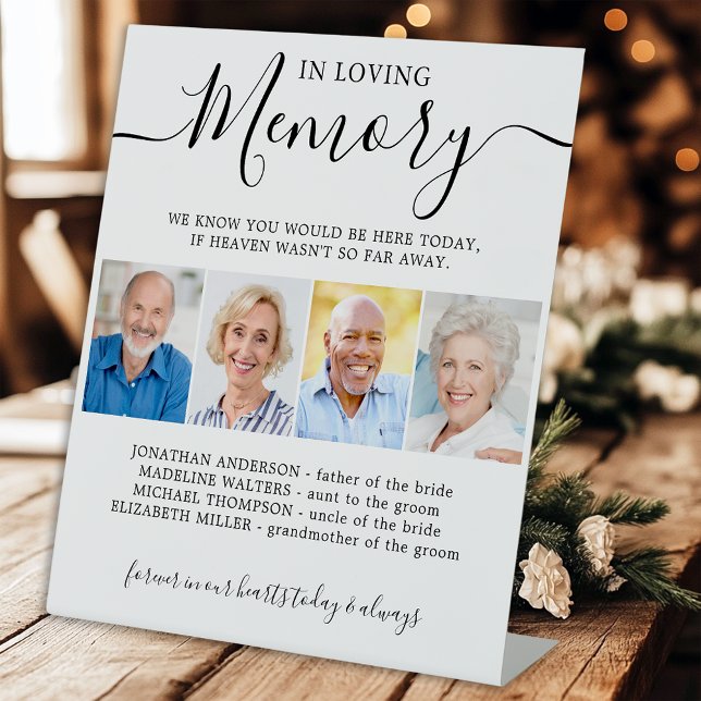 In Love Memory 4 Foto Moderne Gedächtnishochzeit Sockelschild (Von Creator hochgeladen)