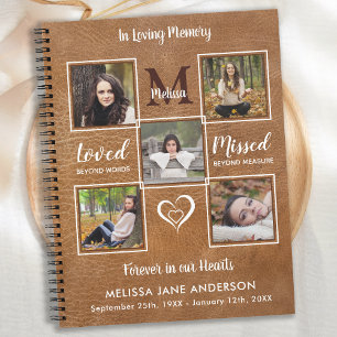 In Love Memory 5 Foto Leather Funeral Gästebuch Notizbuch