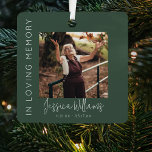 In Love Memory | 5 FotoCollage | Memorial Ornament Aus Metall<br><div class="desc">Erstellen Sie einen Denkmal-Sake, um Ihren Lieben mit unserem individuellen Weihnachtsbaumschmuck zu ehren. Das Design umfasst ein großes Bild auf der Vorderseite, das mit ihrem Namen und wichtigen Daten versehen ist, sowie eine Collage mit 4 weiteren Fotos auf der Rückseite. Eine schöne Stimmung, "In Loving Memory", ist auch auf der...</div>