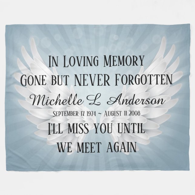 In Love Memory Angel Wings Fleecedecke (Vorderseite (Horizontal))