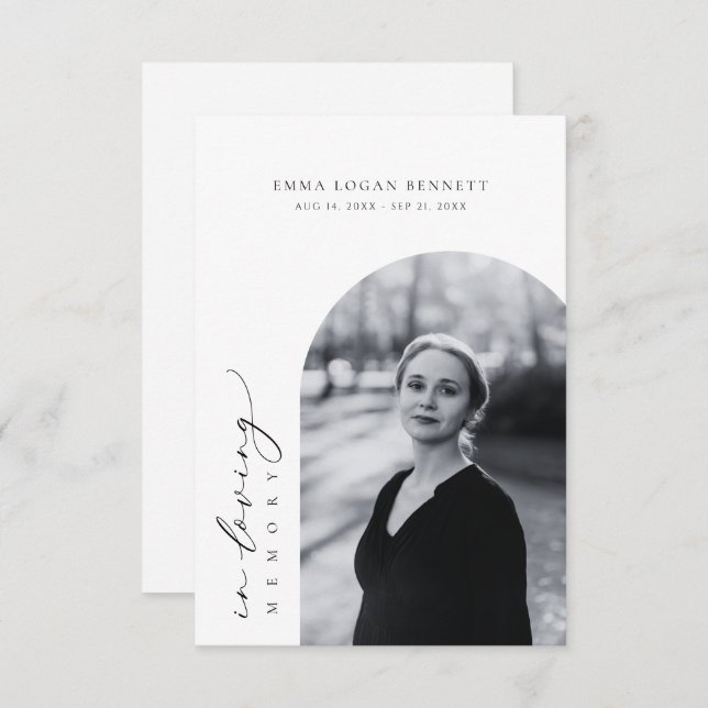 In Love Memory Beerdigung Arch Foto Gebetskarte (Vorne/Hinten)