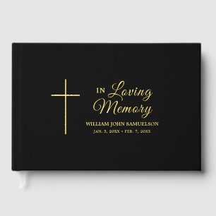 In Love Memory Beerdigung Black Gold Cross katholi Gästebuch