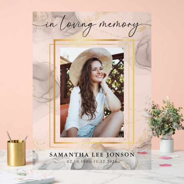 In Love Memory Beerdigung Foto Willkommen Wasserfa Acrylschild (Hochzeit)