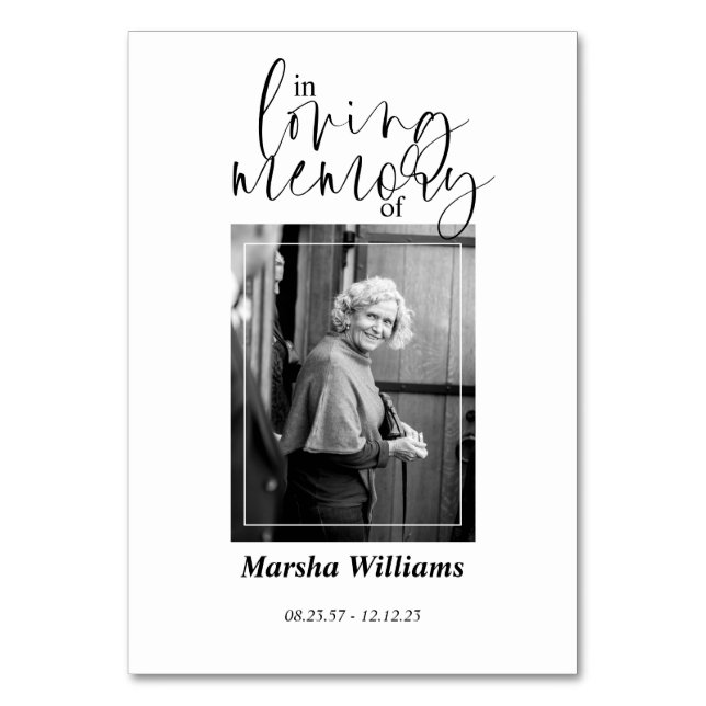 In Love Memory - Beerdigung/Gedächtnis Tischnummer (Vorderseite)