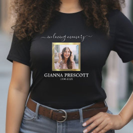 In Love Memory Black & Gold Foto Beerdigung T-Shirt