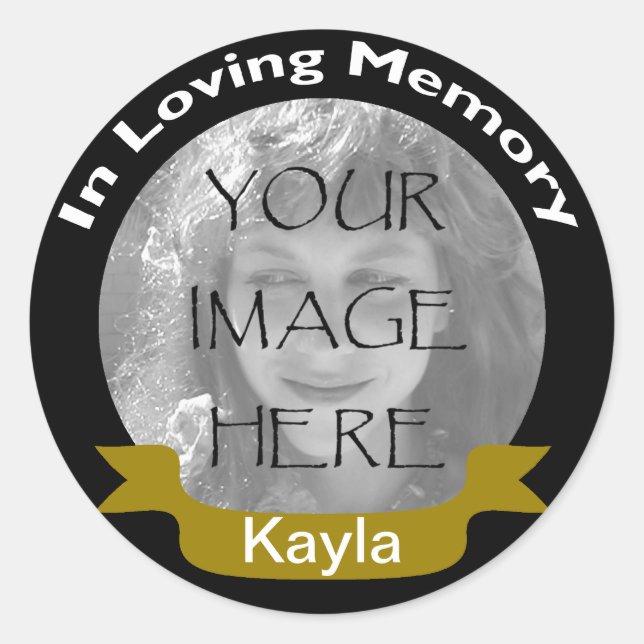 In Love Memory Black Gold Foto Sticker (Vorderseite)
