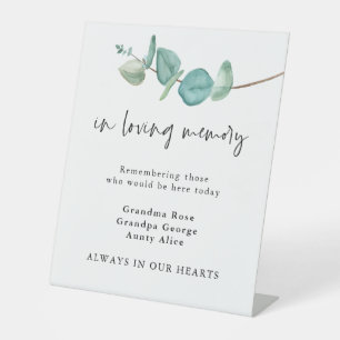 In Love Memory Blue Eukalyptus Names Wedding Sockelschild