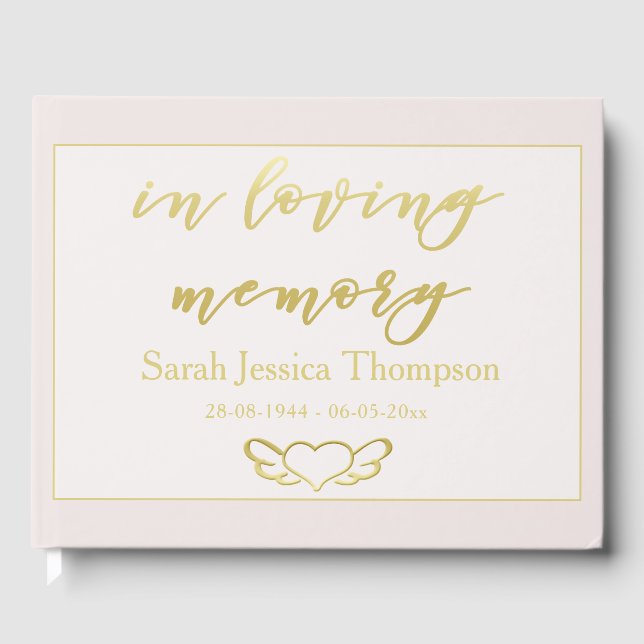 In Love Memory | Blush & Gold Buch des Beileids (Vorderseite)