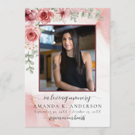 In Love Memory Blush Red Blume Beerdigung Programm