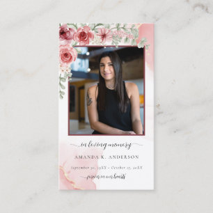 In Love Memory Blush Red Funeral Gebet Card Visitenkarte