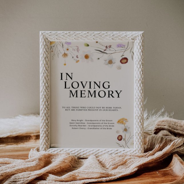 In Love Memory Boho Wildblume Wedding Sign Poster (Von Creator hochgeladen)