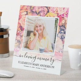 In Love Memory Bright Bloral Beerdigung Foto Sockelschild