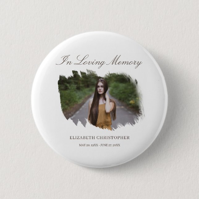 In Love Memory Brush Frame Foto Bestattungstaste Button (Vorderseite)