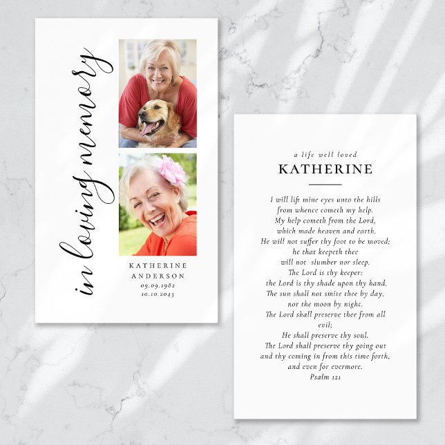 In Love Memory Calligraphy 2 Foto Prayer Card (Von Creator hochgeladen)